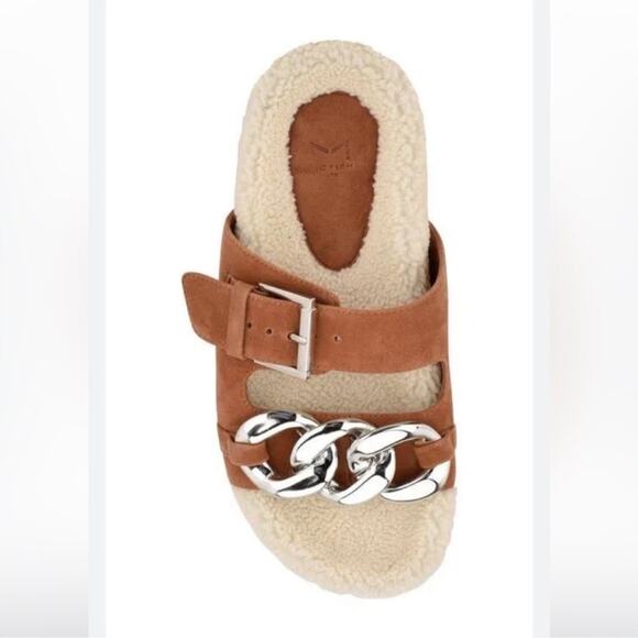 Marc Fisher Fresno Shearling Slide Sandals - Picture 2 of 7